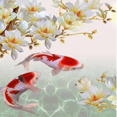 Алмазная мозаика 30*40см "Рыбы в водоеме"