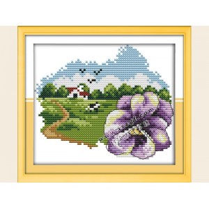 Набор для вышивания крестиком "Детские фиолетовый цветочек" H637