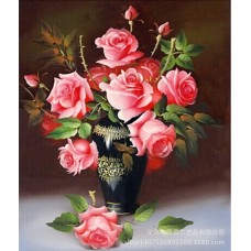 Алмазная мозаика 30*35см "Розы в вазе"