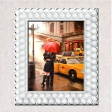 Алмазная мозаика  40*50см "Пара под зонтом возле такси"